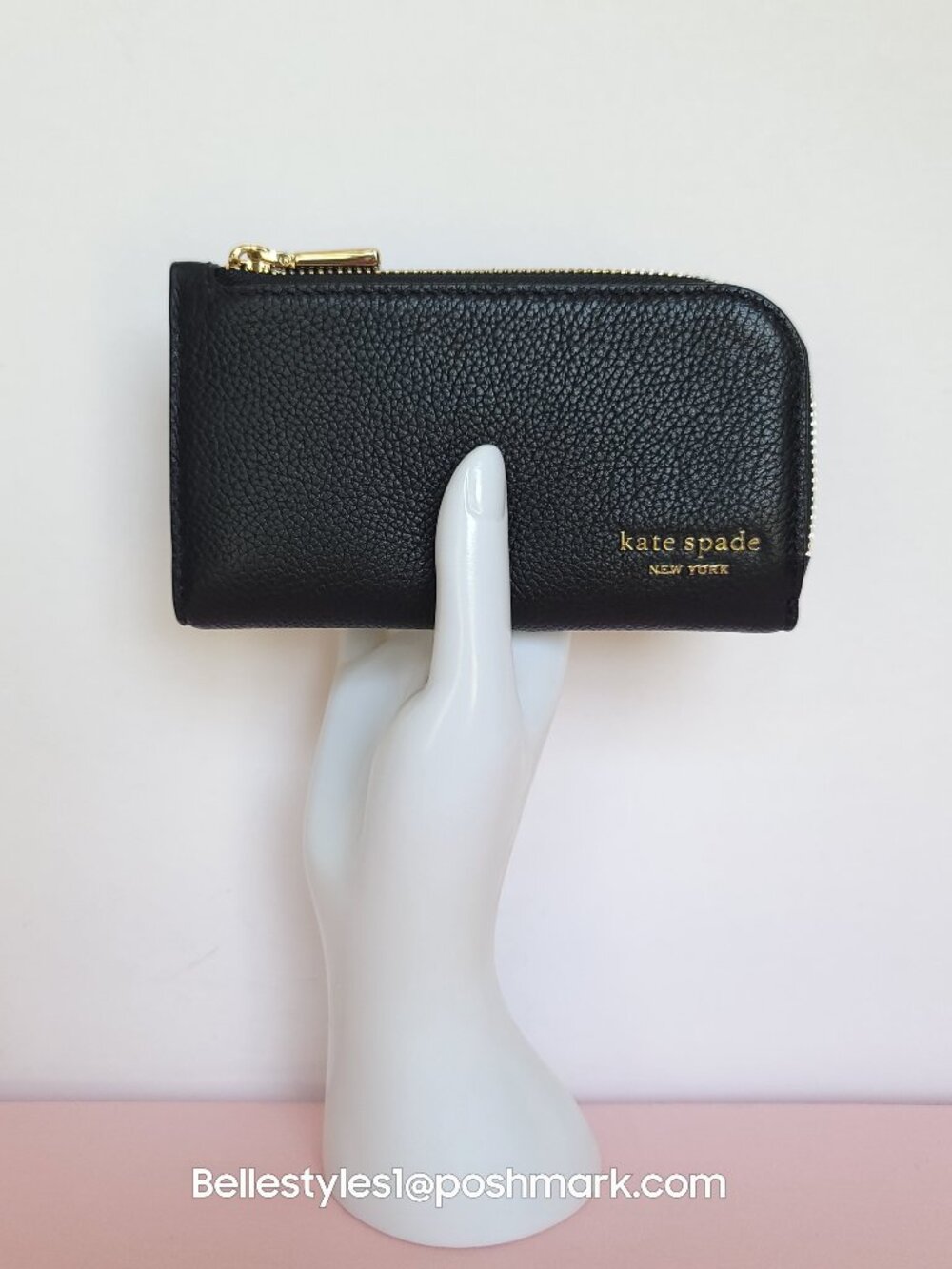 KATE SPADE Devin Pebbled Leather Small Bifold Wallet-Black color⭐ - Picture 3 of 16